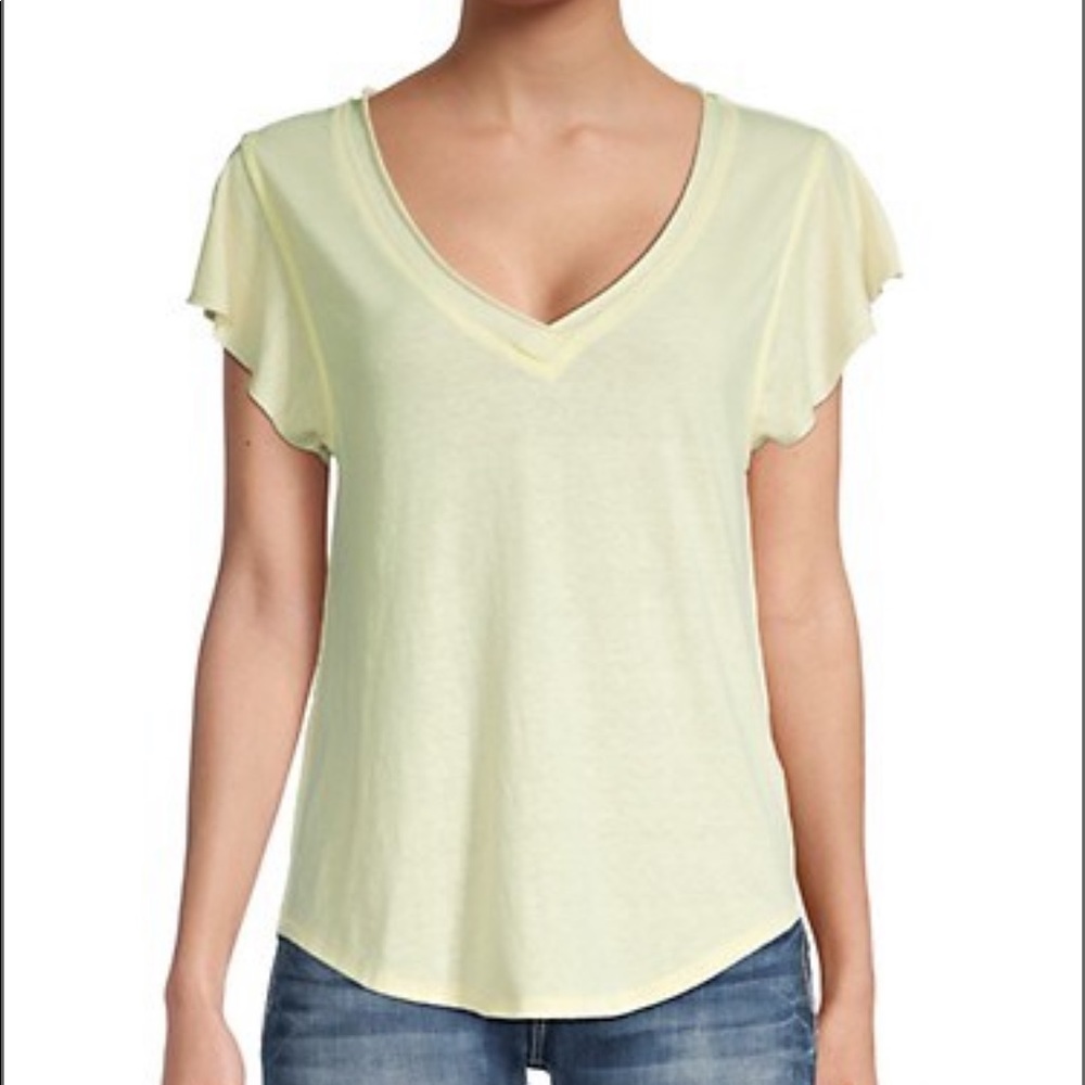 NWT Free People effortless yellow tee